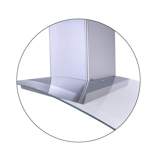 شفاط زجاجي بيورتي – مقاس 90 سم، قوة شفط 750 م³/ساعة، ستانلس ستيل فضي، إضاءة LED - CAPPE INOX