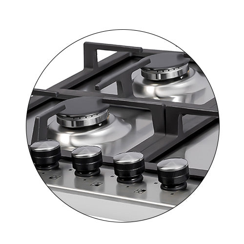 بوتاجاز بلت إن غاز هانز 60 سم ستانلس ستيل – 4 شعلات ساباف إيطالي – موديل – HANS 6720-24