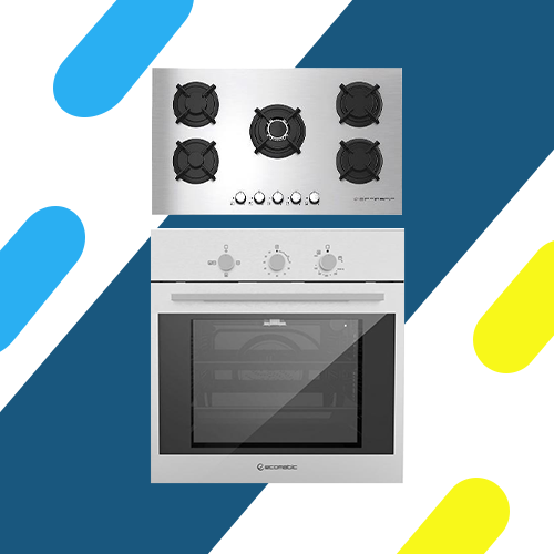 طقم بلت ان ايكوماتيك _ مسطح غاز 90 سم 5 شعلة فلات موديل S903RC + فرن 60 سم غاز موديل G6414T