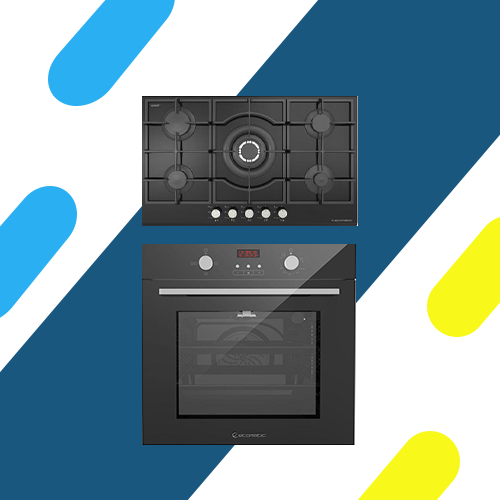 طقم بلت ان ايكوماتيك كريستال أسود _ مسطح غاز 90 سم 5 شعلة موديل S927QC + فرن غاز 60 سم موديل G6444GTDX