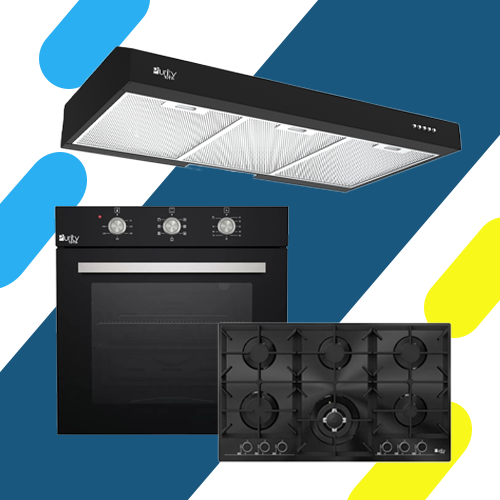 طقم بيورتي بلت ان فرن غاز أسود OPT602GG مسطح 6 عين غاز HPT902G شفاط أسود PTSLIM 90 BL