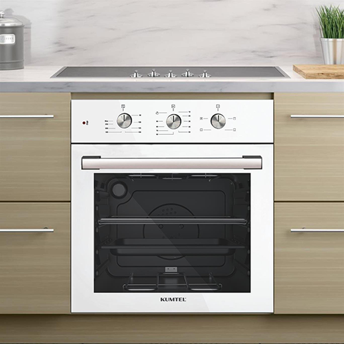 فرن بلت إن كهربائي مدمج بمروحة توربينية من كومتيل، أبيض – موديل – B66-SF2(MT)