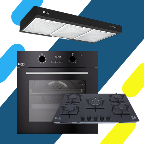 طقم بلت إن بيورتي – فرن كهرباء 60 سم سعة 73 لتر (OPT601EED) + مسطح غاز 90 سم 5 شعلات بشبكات متينة (HPT915G) + شفاط مسطح 90 سم بقوة شفط 450 م³/ساعة (PTSLIM 90 BL)
