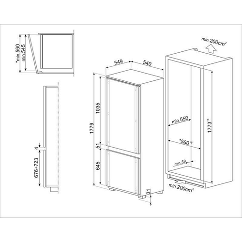 ثلاجة سميج بلت إن 268 لتر – تصميم مدمج أنيق – تبريد متساوي – كفاءة طاقة عالية - موديل - C41721E