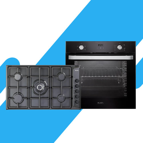 طقم بلت إن البا - بوتاجاز بلت إن غاز 5 عيون 90 سم أسود من إلبا موديل EN95-545-ANT + فرن بلت إن غاز 60 سم من إلبا الإيطالية – موديل EL10XLBFG