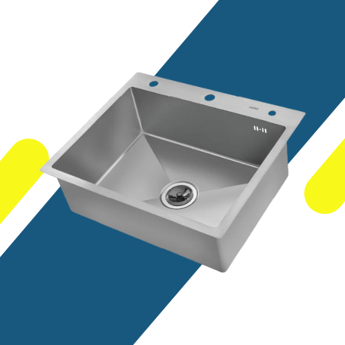 حوض مطبخ ستانلس ستيل 304 مقاس 61×51×20 سم بسُمك 2.5/0.8 مم – موديل – H-61-51