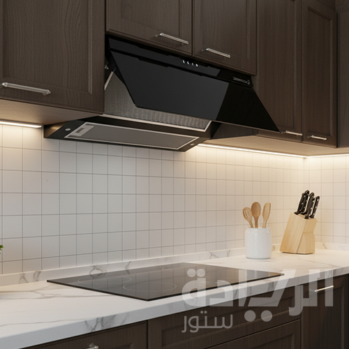 شفاط مطبخ مسطح ايكوماتيك 60×35 سم بالريموت – كريستال أسود 500 م³/ساعة – موديل – H6205GLT