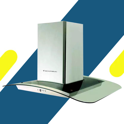 شفاط مطبخ جزيرة ديكوري إيكوماتيك 90 سم ستانلس ستيل وزجاج – قوة شفط 650 م³/ساعة – H910IGD