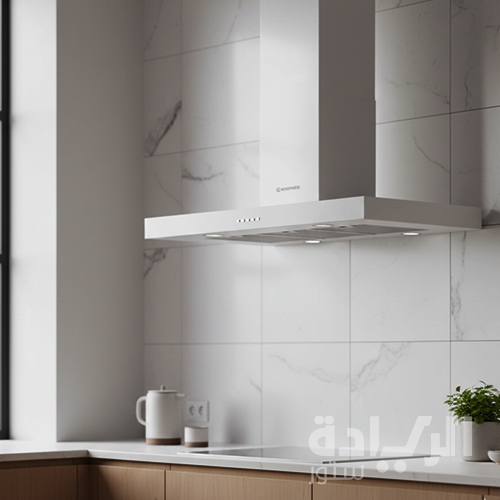 شفاط مطبخ حرف T إيكوماتيك مقاس 90 سم باللون الفضي – 3 سرعات – قوة شفط 1000 م³/س – موديل – H910TB