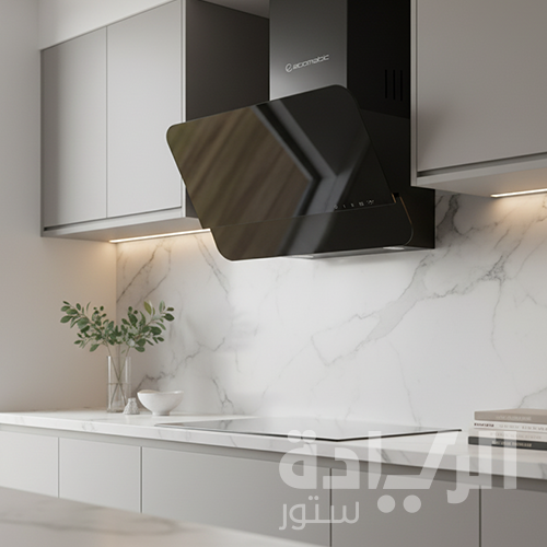 شفاط ديكوري مائل إيكوماتيك 90 سم كريستال أسود قوة شفط 1000 م³/ساعة – تحكم تاتش وريموت – H9210FAT