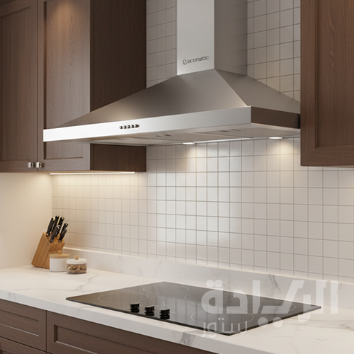 شفاط مطبخ هرمي إيكوماتيك 90 سم ستانلس ستيل – قوة شفط 650 م³/ساعة - موديل – H96B