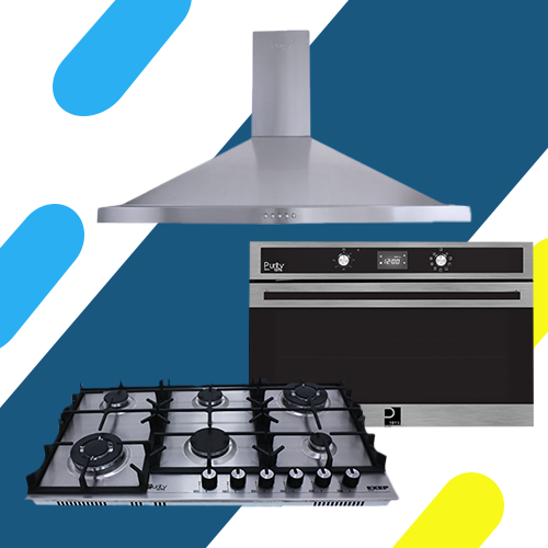 طقم بلت ان بيورتي -مسطح 6 عين غاز HPT904S + فرن غاز ديجيتال 90 سم PT901GXD + شفاط 90 سم PANSY