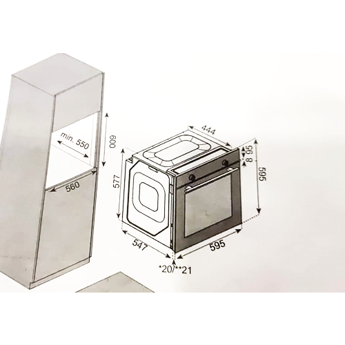فرن بلت إن غاز باساب 60 سم بسعة 60 لتر مع شواية دجاج دوارة – موديل - QGELG 75DT1 CSI