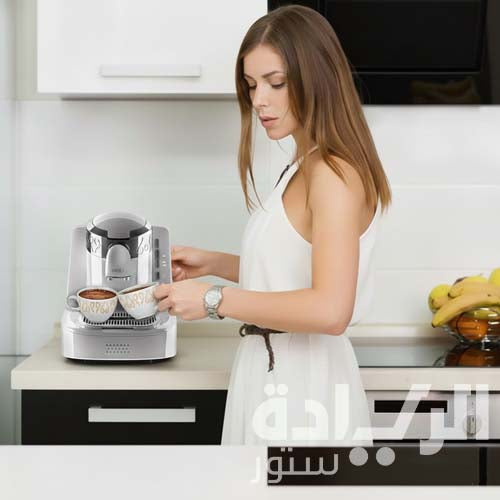 أرزوم أوكا أوتوماتيك ماكينة القهوة التركية – أبيض/فضي – موديل - OK002-WHITE