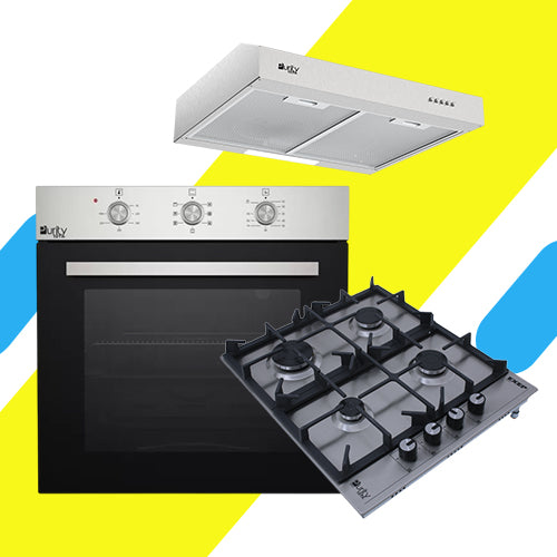طقم بلت إن بيورتي – فرن غاز 60 سم 67 لتر (OPT601GG) + مسطح غاز 60 سم ستانلس 4 شعلات ( HPT602S) + شفاط 60 سم بقوة شفط 450 م³/ساعة ( PTSLIM 60X)
