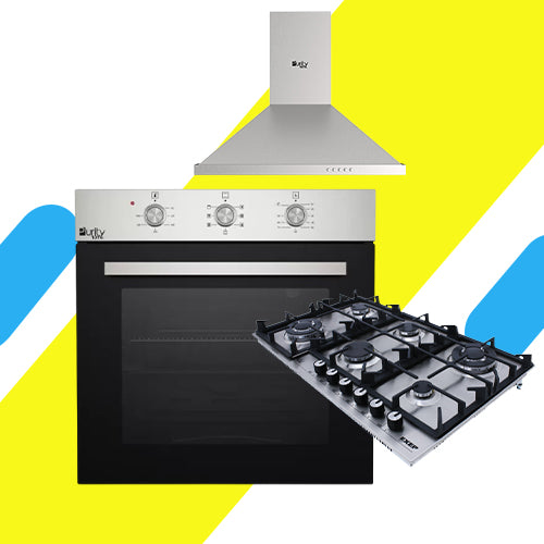 طقم بلت إن بيورتي - فرن غاز 60 سم 67 لتر (OPT601GG)+ مسطح 90 سم ستانليس 6 عين غاز (HPT904S )+ شفاط هرمي 90 سم، قوة شفط 850 م3/ساعة، (PANSY PRO X)