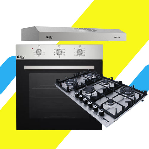 طقم بيورتي بلت إن - فرن غاز 60 سم 67 لتر (OPT601GG)+ مسطح 90 سم ستانليس 6 عين غاز (HPT904S )+ شفاط 90 سم بقوة 450 م3/ساعة (PTSLIM 90X)