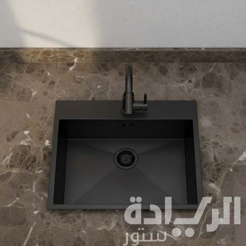 حوض مطبخ كورجي اسود بيورتي ستانلس ستيل 304 – 60×50 سم – صناعة تركية موديل - PK009-BLK