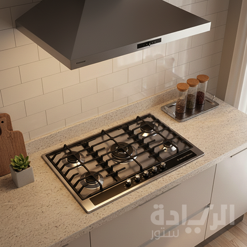 مسطح غاز بلت إن إيكوماتيك 90 سم – 5 شعلات ستانلس ستيل بلوحة تحكم كريستال – إشعال أوتوماتيك – موديل – S903GC