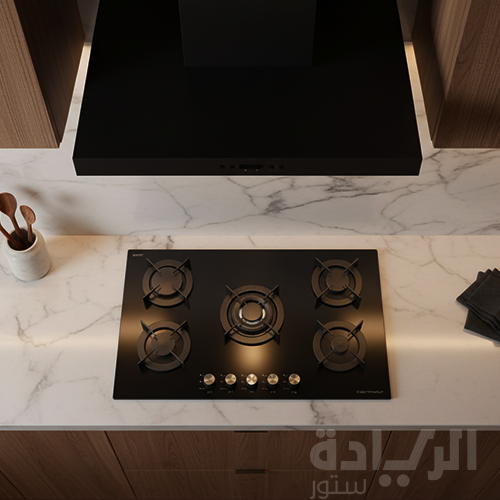 مسطح غاز إيكوماتيك بلت إن – 90 سم – 5 شعلات – كريستال أسود – موديل – S947CMC