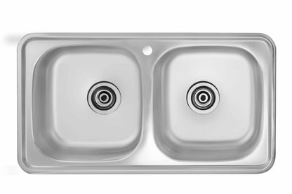 حوض مطبخ سيسو من هانز ستانلس ستيل كوري مزدوج مقاس 87×48 سم – 2 عين - موديل - CICO USD 870