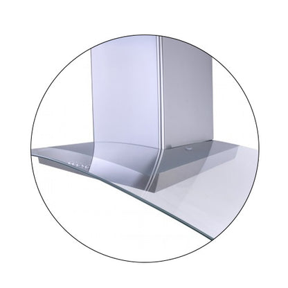 شفاط زجاجي بيورتي – مقاس 90 سم، قوة شفط 750 م³/ساعة، ستانلس ستيل فضي، إضاءة LED - CAPPE INOX