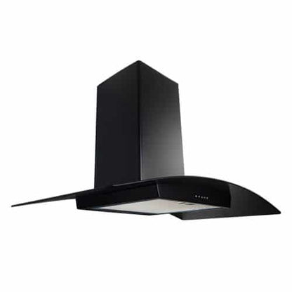 شفاط زجاجي بيورتي – مقاس 90 سم، قوة شفط 750 م³/ساعة، ستانلس ستيل أسود، إضاءة LED - CAPPE BL