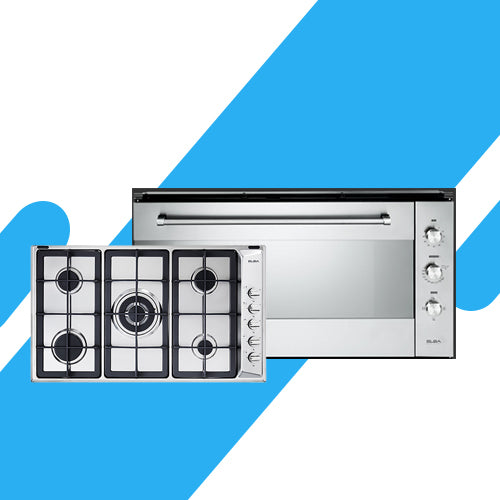 طقم بلت إن إلبا - فرن غاز بلت إن 90 سم من ماركة إلبا الإيطالية – موديل 109-52XN + بوتاجاز بلت إن غاز 5 عيون 90 سم من إلبا موديل E95-545XD