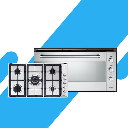 طقم بلت إن إلبا - فرن غاز بلت إن 90 سم من ماركة إلبا الإيطالية – موديل 109-52XN + بوتاجاز بلت إن غاز 5 عيون 90 سم من إلبا موديل E95-545XD