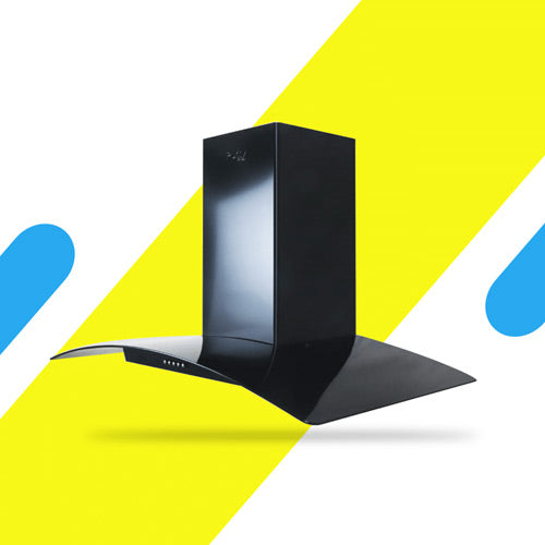 شفاط زجاجي بيورتي – مقاس 90 سم، قوة شفط 750 م³/ساعة، ستانلس ستيل أسود، إضاءة LED - CAPPE BL