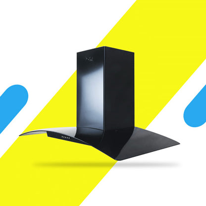 شفاط زجاجي بيورتي – مقاس 90 سم، قوة شفط 750 م³/ساعة، ستانلس ستيل أسود، إضاءة LED - CAPPE BL