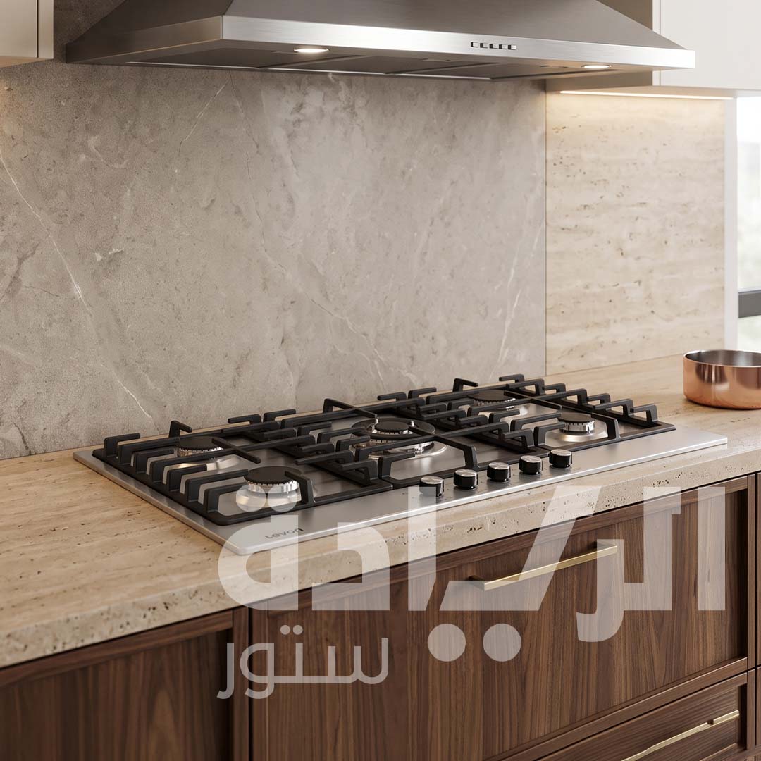 Levon Built-in Gas Hob 90 cm – 5 WOK Burners, High Quality Stainless Steel – Model 1611003