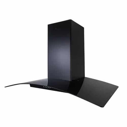 شفاط زجاجي بيورتي – مقاس 90 سم، قوة شفط 750 م³/ساعة، ستانلس ستيل أسود، إضاءة LED - CAPPE BL