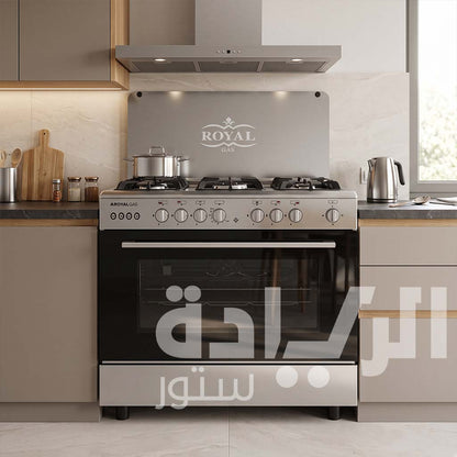 Royal Gas Crystal Cast Cooker, 90 cm, Stainless Steel with Fan - 2010253