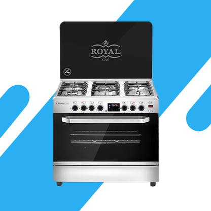 بوتاجاز رويال ماستر شيف برو - 2010300 - 90 سم ستانلس ستيل – شعلات إيطالية، أمان كامل، مروحة توزيع، شاشتان ديجيتال