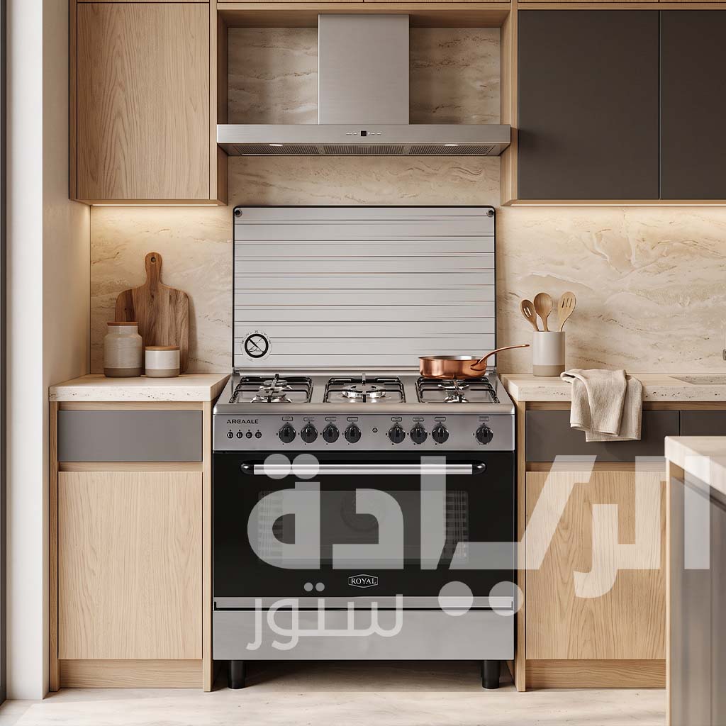 Royal Fast Cast 5-Burner Gas Cooker 90×60 cm Stainless Steel with Oven Convection Fan – Model 2010314