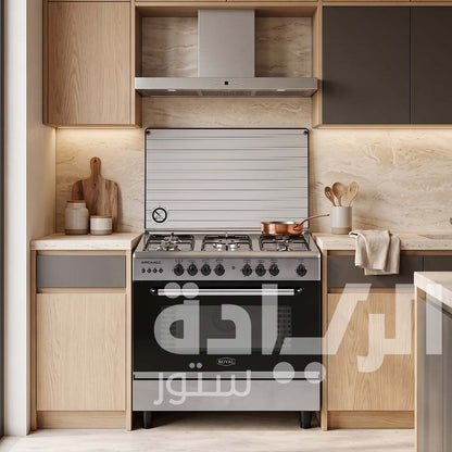 Royal Fast Cast 5-Burner Gas Cooker 90×60 cm Stainless Steel with Oven Convection Fan – Model 2010314