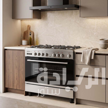 Royal Gas Hero 5 Burner Gas Cooker 90 cm - Fan Oven, Auto Ignition, Stainless Steel Design - 2010329