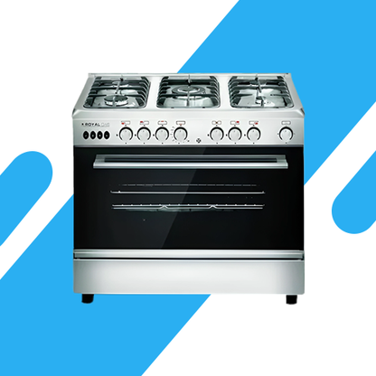 بوتاجاز رويال غاز هيرو 5 شعلات 90 سم – فرن بمروحة، إشعال ذاتي، تصميم ستانلس ستيل - 2010329