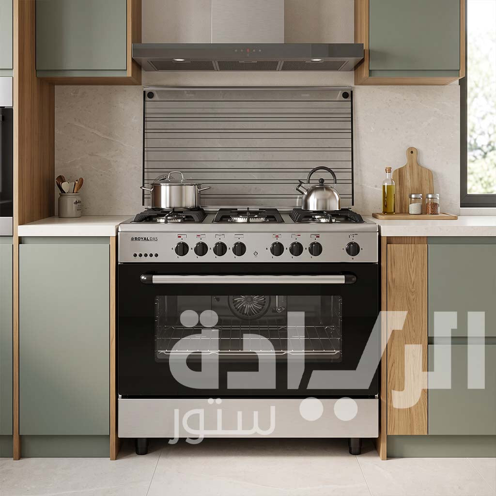 Royal Gas Bright 2010333 90 cm Cooker - 5 Burners, Fan Oven, Cast Iron Grates, Digital Display