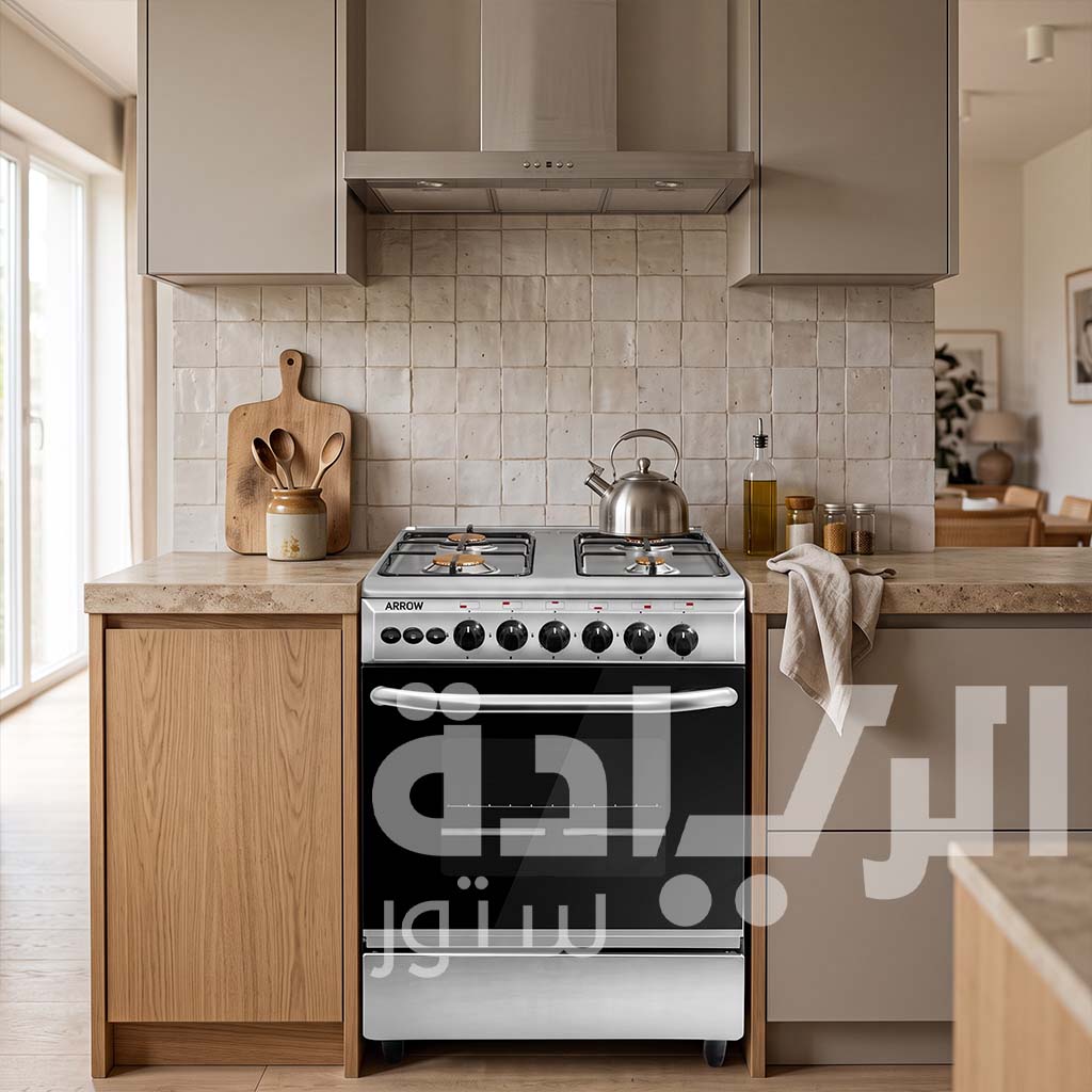 - 2010343 -Royal Aro 4-Burner Gas Cooker 60cm Silver – Modern Design and High Performance