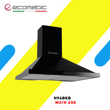 شفاط مطبخ هرمي إيكوماتيك 90 سم ستانلس ستيل – قوة شفط 650 م³/ساعة - موديل – H96BKB