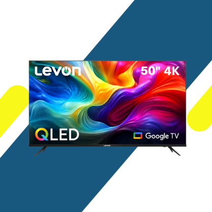 شاشة ليفون (Levon) 50 بوصة سمارت QLED بدقة 4K ورسيفر داخلي ونظام Google TV – موديل 3020906