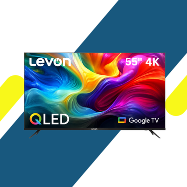 شاشة ليفون (Levon) 55 بوصة سمارت QLED بدقة 4K ورسيفر داخلي ونظام Google TV – موديل 3020907