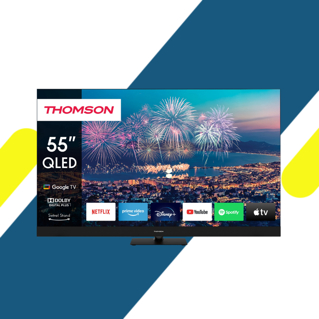شاشة طومسون (Thomson) 55 بوصة سمارت 4K ورسيفر داخلي ونظام Google TV – موديل 3820907