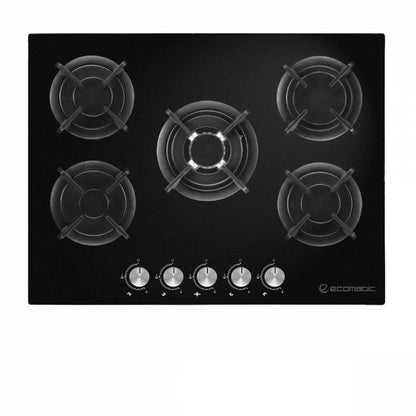 مسطح غاز بلت إن إيكوماتيك – 70 سم – 5 شعلات كريستال أسود – موديل – S707RC