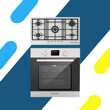 طقم ايكوماتيك بلت ان _ مسطح غاز 92 سم 5 شعلة موديل S943XL5C + فرن 60 سم غاز موديل G6404TTD