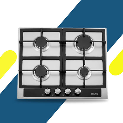 بوتاجاز بلت إن غاز هانز – 60 سم ستانلس ستيل – 4 شعلات ساباف إيطالي – موديل – HANS 6721-24