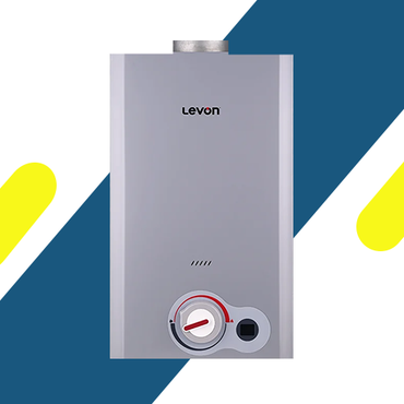 سخان مياه غاز ليفون 6518121 10 لتر ديجيتال فضي بالشاحن ومبادل حراري OXG-F مزود بتقنية