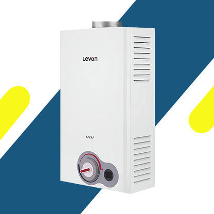 سخان مياه غاز ليفون 6518122 10 لتر ديجيتال أبيض بالشاحن ومبادل حراري OXG-F مزود بتقنية ProSafety